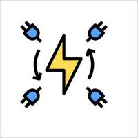 A lightning bolt with four plugs and a yellow plug vector