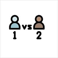 Two people are shown in a square with the words 1 vs 2 vector