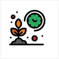 A plant and clock icon with a green leaf vector