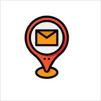An orange and black pin with an envelope icon vector