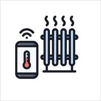 A smartphone and a radiator with a temperature gauge vector