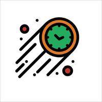 A clock icon with a green and orange color vector