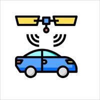 A car with a drone on top of it vector