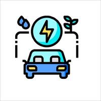 Electric car icon with lightning bolt and plant vector