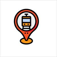 A map marker with a train on it vector