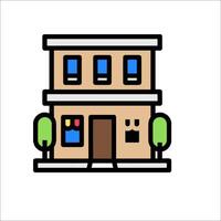 A small building with a tree in front of it vector