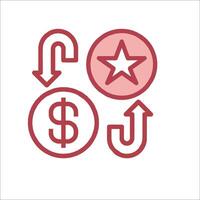 A red star, dollar sign and arrow pointing to the right vector