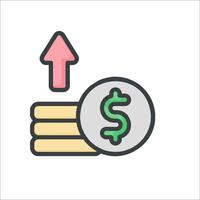Money stack with dollar sign and arrow icon vector