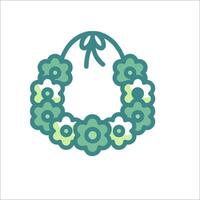 A green wreath with flowers on it vector