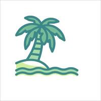 A palm tree on an island with waves vector