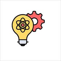An icon of a light bulb with an atom symbol vector