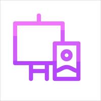 A purple and white icon of a phone and a computer vector