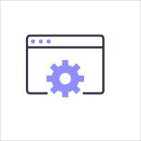 A computer with a gear icon on it vector