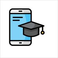 A graduation cap and a smartphone with a graduation cap on it vector