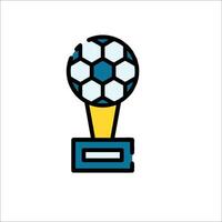 A soccer ball on a trophy icon vector