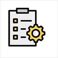 A checklist with a gear wheel and a check mark vector