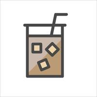 A drink with ice cubes and a straw in it vector