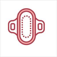 A red and white icon of a sanitary pad vector