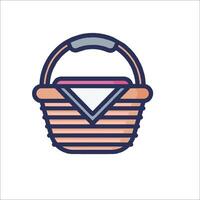 A basket with a cloth inside it on a white background vector