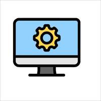A computer monitor with a gear on it vector