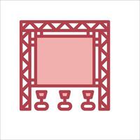 A red icon of a stage with a chair vector