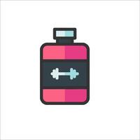 A bottle of pink liquid with a barbell on it vector