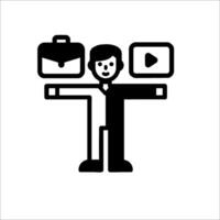 A man holding a briefcase and a camera icon vector