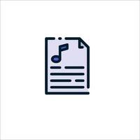 A music note icon on a sheet of paper vector