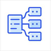 A blue line drawing of a computer with two boxes vector