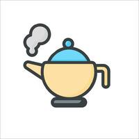 Tea pot icon with steam coming out of it vector