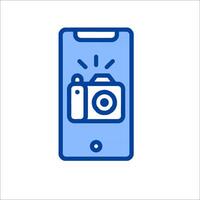 A smartphone with a camera icon on it vector