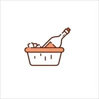 Wine bottle in basket icon vector