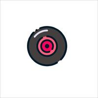 A black and red vinyl record icon on a white background vector