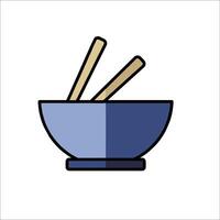 A bowl with chopsticks in it and a bowl of noodles vector
