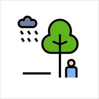 A man standing under a tree with rain falling vector