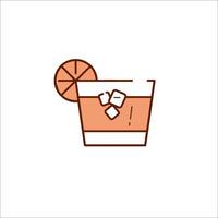 A drink with ice and a slice of orange vector