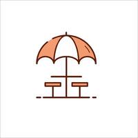 An umbrella and table with chairs under it vector