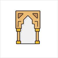 An arabic arch with a door on it vector