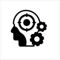 A black and white silhouette of a head with gears vector