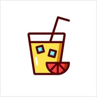 A drink with a slice of lemon and a straw vector