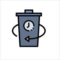 A trash can with a clock on it vector