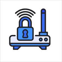 A wireless router with a padlock icon vector