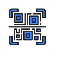 A qr code icon with blue and black lines vector