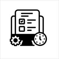 A clock and a computer icon on a white background vector