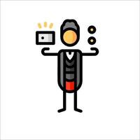 A man holding a camera and a coin vector