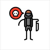 A cartoon man with a gun and a skull vector