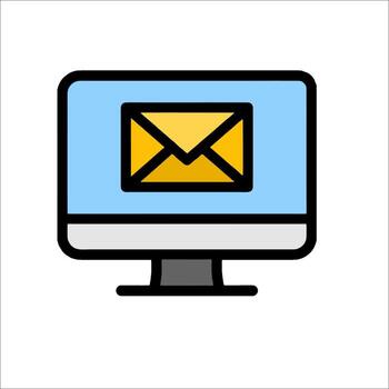 Email icon on computer monitor vector