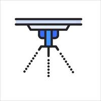 A blue and white line drawing of a table vector