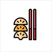 Chopsticks and a slice of lemon in a line vector