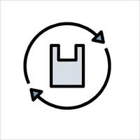 A plastic bag icon with arrows pointing to it vector